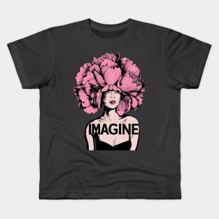 Flower Head Woman Imagine Handdrawn Kids T-Shirt